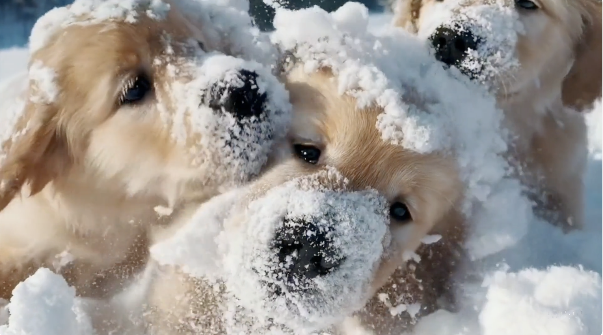 OpenAI Sora dogs in snow
