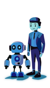 AI robot en mannetje