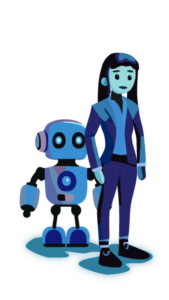 AI robot en vrouw